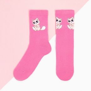 Носки для девочки KAFTAN «Кот», 22-24 см, цвет розовый