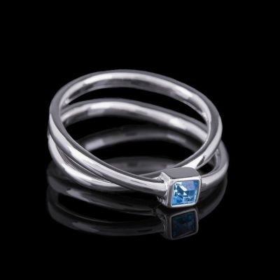 Кольцо Эврика, размер 19, цвет голубой в серебре