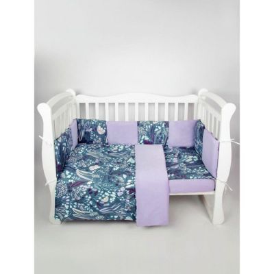 Комплект в кроватку 15 предметов (3+12 подушек-бортиков) AmaroBaby Flower dreams, фиолетовый   79994