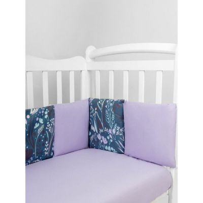 Комплект в кроватку 15 предметов (3+12 подушек-бортиков) AmaroBaby Flower dreams, фиолетовый   79994