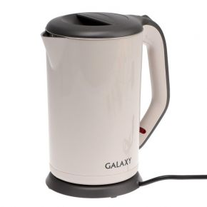 Чайник электрический Galaxy GL 0330, пластик, колба металл, 1.7 л, 2000 Вт, бежевый