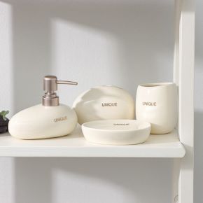 Набор аксессуаров для ванной комнаты SAVANNA «Бабл», 4 предмета (мыльница, дозатор для мыла 400 мл, 2 стакана), цвет белый