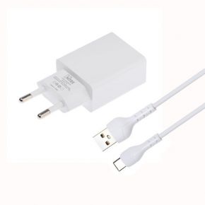 Сетевое зарядное устройство Mirex U16t, USB, 2.4 А, кабель Type-C, 1 м, белое