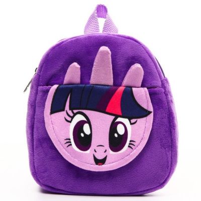 Рюкзак плюшевый на молнии, с карманом, 19х22 см "Искорка", My little Pony