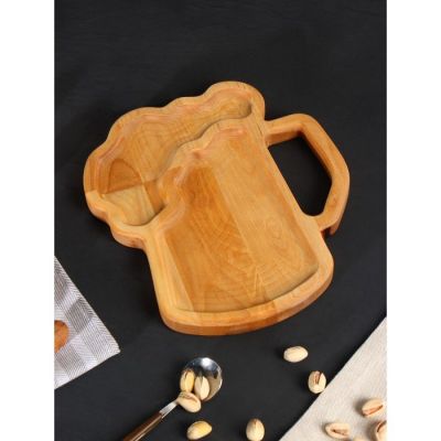 Подарочный набор деревянной посуды Adelica, блюдо для подачи к пиву, открывашка для бутылок, 25×22×1,8 см, 12×5×1,8 см, берёза