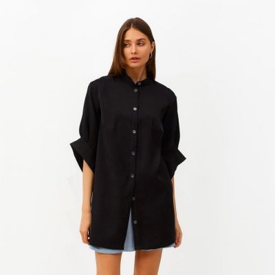 Рубашка женская MINAKU: Casual collection цвет черный, р-р 42