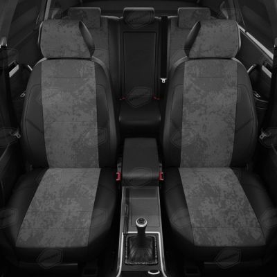 Авточехлы для ВАЗ Лада Ларгус с 2012-2021 г., 2 места передние, универсал, алькантара, экокожа, цвет тёмно-серый, чёрный