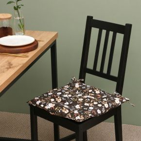 Сидушка на стул Этель "Цветы" 40х40 см, цв. коричневый, 100% полиэстер