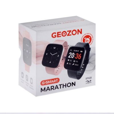 Фитнес-браслет Geozon Marathon G-SM19BLK, 1.4", пульсометр, пульсоксиметр, 230мАч, черный