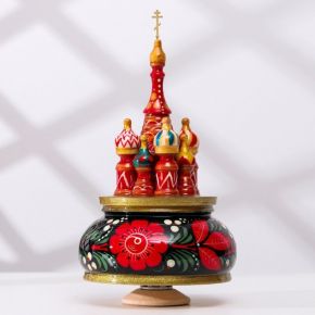 Сувенир музыкальный "Храм", кудрина, черный фон, ручная роспись