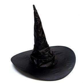 Шляпа «Ведьмочка» драпированная, блестящая, чёрная