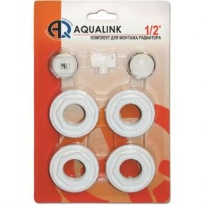 Комплект для подключения радиатора AQUALINK, 1"x1/2", без кронштейнов, 7 предметов
