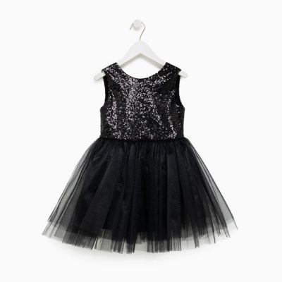 Платье для девочки с пайетками KAFTAN, размер 32 (110-116), цвет чёрный