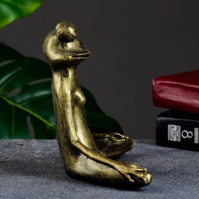 Фигура "Лягушка йог в позе лотоса" 16х16х6см, золото