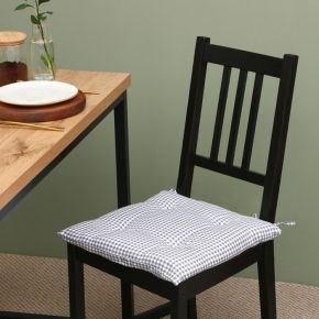 Сидушка на стул Этель "Клеточка" 40х40 см, цв. серый, 100% полиэстер