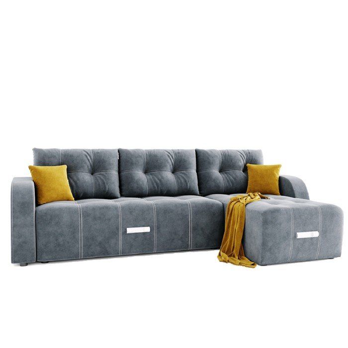 Угловой диван «Нью-Йорк 3», угол правый, пантограф, велюр, цвет селфи 15,подушки селфи 08 1721095 купить в интернет магазине Есть все