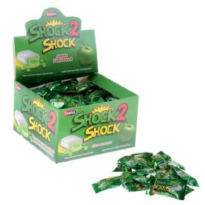 Жевательная резинка Shock 2 shock зелёное яблоко, с жидким центром, 4г.