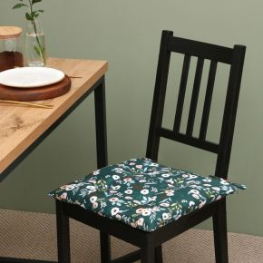 Сидушка на стул Этель "Цветы" 40х40 см, цв. зелёный, 100% полиэстер