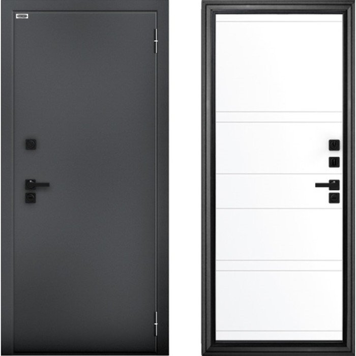 Входная дверь «Сибирь 3К Термо Букле Марвин», 970×2050 мм, левая, графит / эмалит арктик