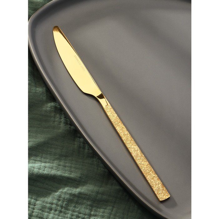 Нож столовый из нержавеющей стали Magistro «Лин GOLD», длина 22,5 см, на подвесе, цвет золотой
