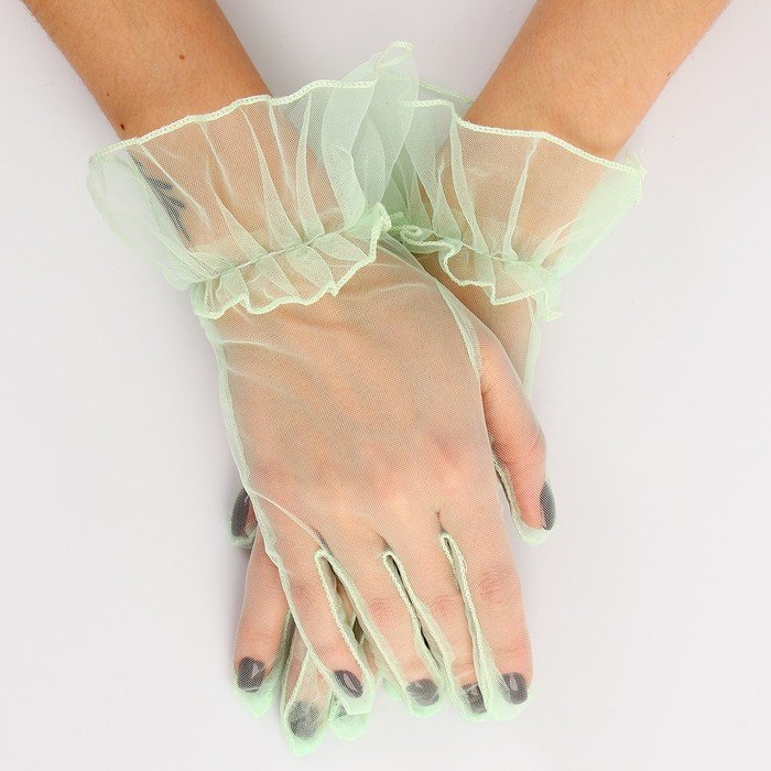 Карнавальный аксессуар - перчатки прозрачные с юбочкой, цвет зеленый