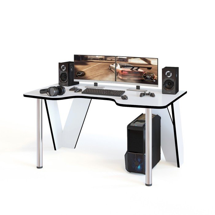 Компьютерный стол «КСТ-116», 1500 × 900 × 750 мм, цвет белый / кромка чёрная