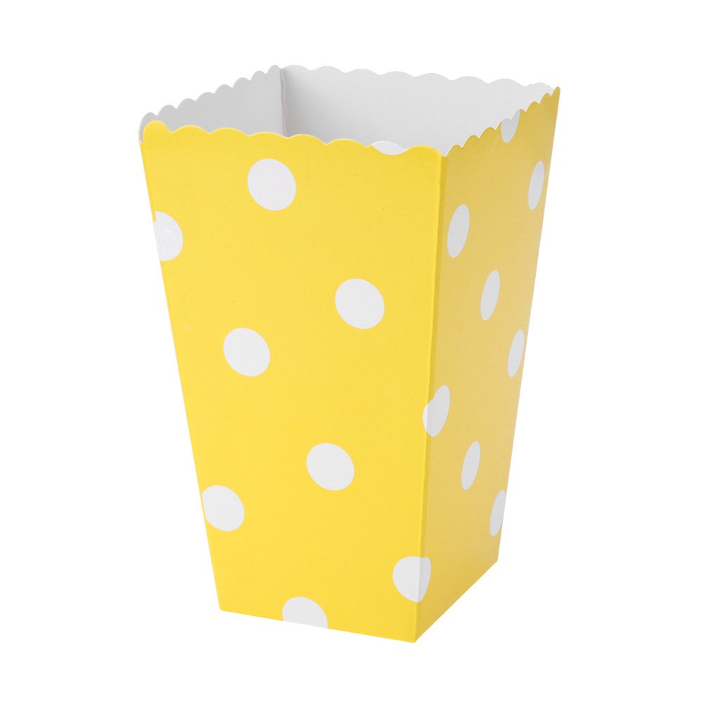 Упаковка для попкорна 8,5х8,5-16,5см желтый с белым горошком