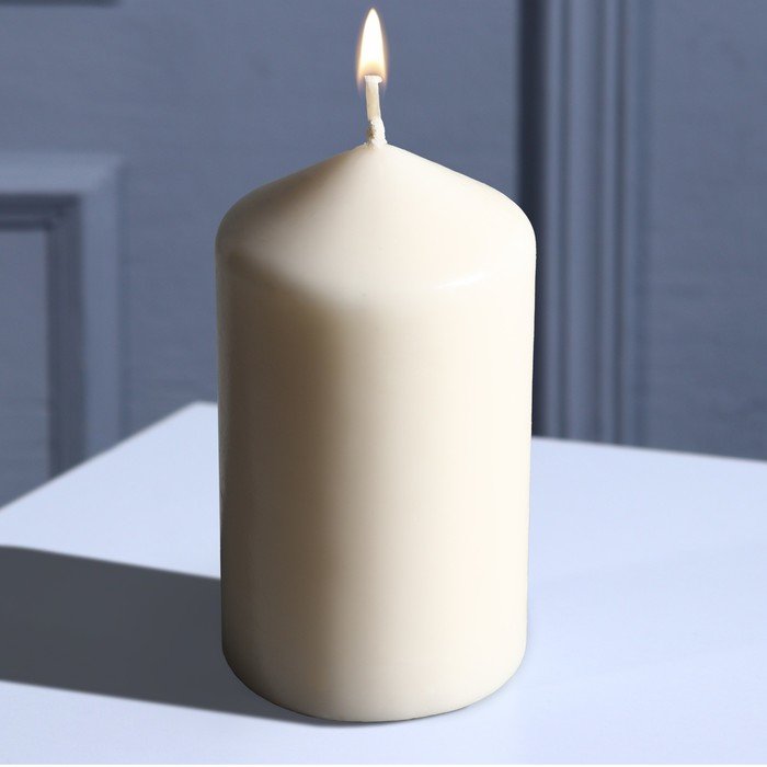 Свеча-столбик интерьерная, белая,  5,5х10 см