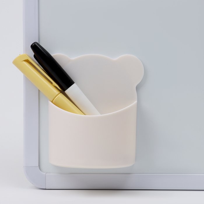 Магнитная универсальная подставка для маркеров и губок "Мишка" белый цвет 4х9х10см