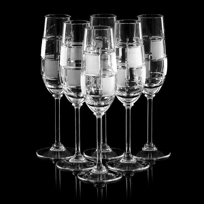 Набор бокалов хрустальных для шампанского «Шахматы», 160 мл, 6 шт