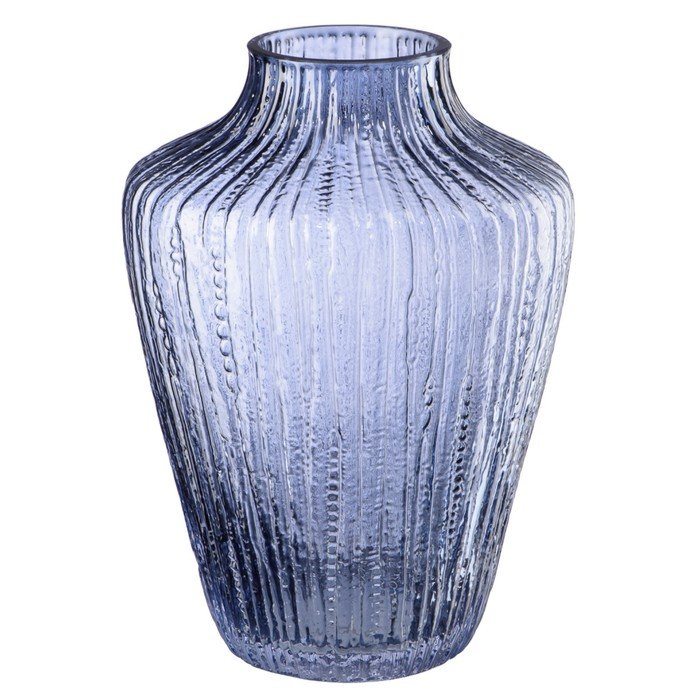 Декоративная ваза из дымчатого стекла, 190×190×260 мм, цвет синий