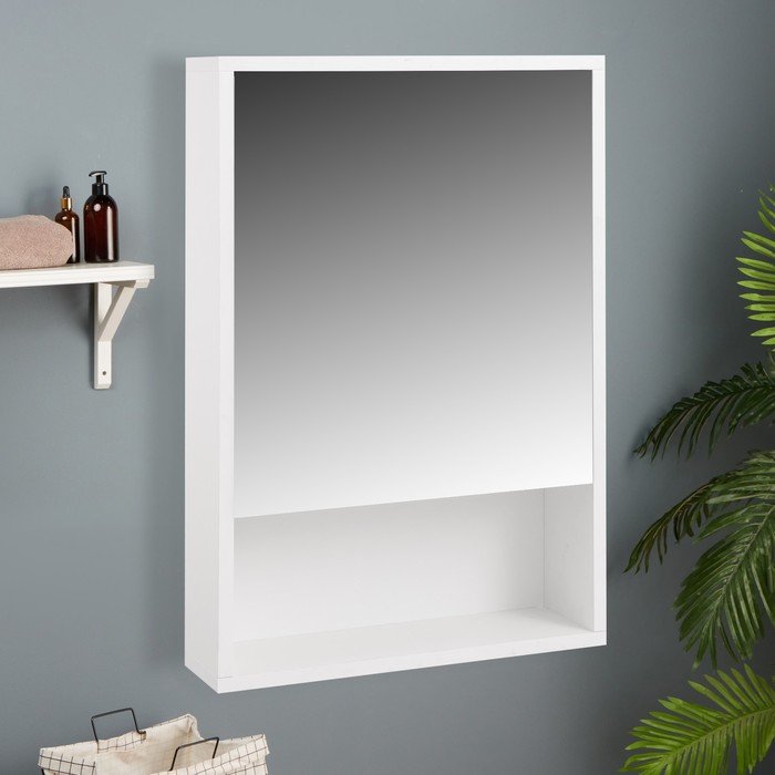 Зеркало-шкаф для ванной комнаты "Эко-45" с нишей, белый, 45 х 66,2 х 12 см