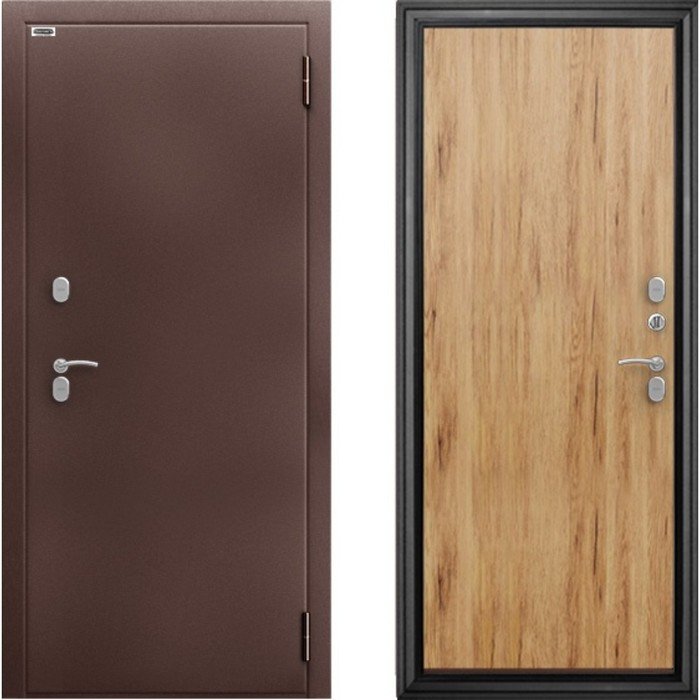 Входная дверь «Сибирь 3К Термо Рустик», 970×2050 мм, правая, антик медь/рустик соломенный