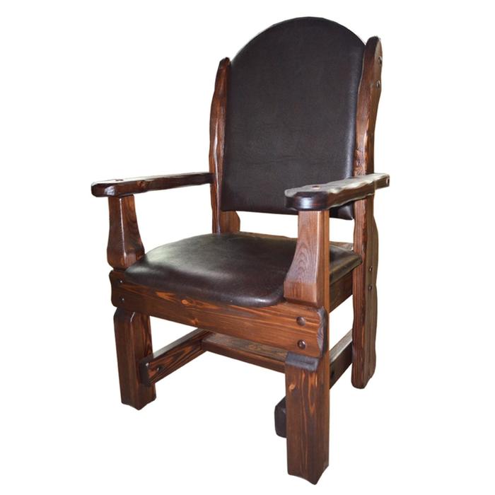 Кресло Купец 71х62-117см кожзам хвоя старый орех