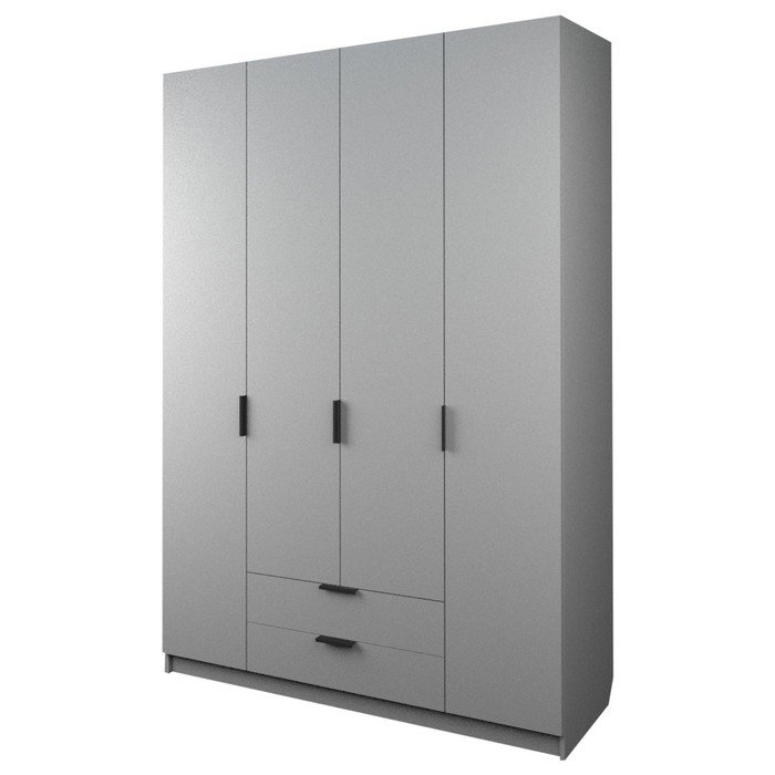 Шкаф 4-х дверный «Экон», 1600×520×2300 мм, 2 ящика, цвет серый шагрень