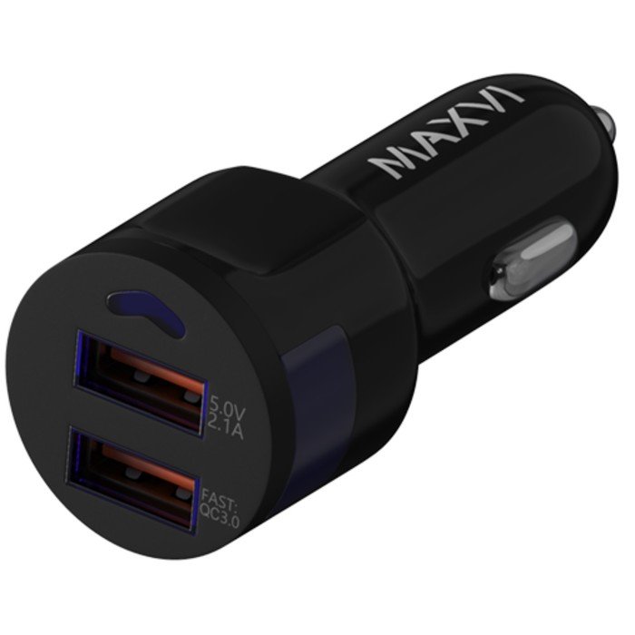 Автомобильное зарядное устройство Maxvi (CCM-522 Plus T) 2 USB, 5.2 A, 0.5 м, чёрный