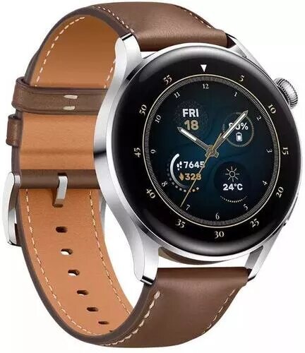 Смарт-часы Huawei Watch 3 корпус серебристый, ремешок коричневый