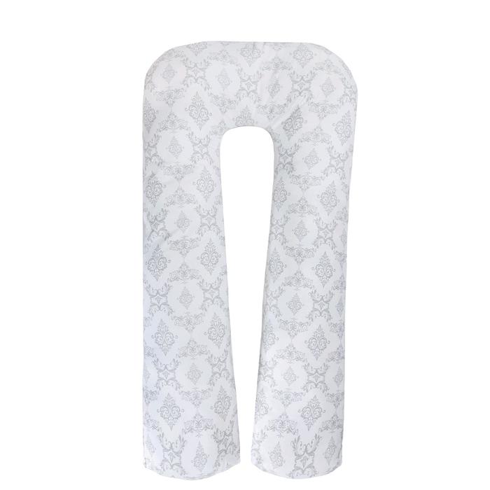 Подушка для беременных u-образная, размер 340 × 35 см, принт дамаск серый
