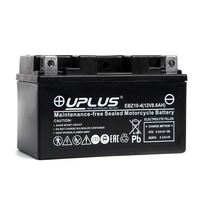 Аккумуляторная батарея UPLUS High Performance 8.6 Ач EBZ10-4 (CT 1210.1, YTZ10S), прямая полярность