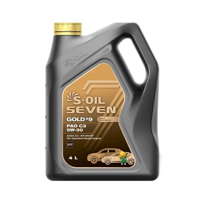 Автомобильное масло S-OIL 7 GOLD #9 PAO C3 5W-30 синтетика, 4 л