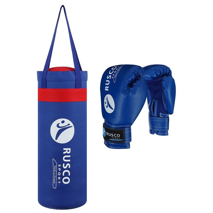 Набор боксёрский для начинающих RuscoSport: мешок, перчатки, 6 унций, цвет синий