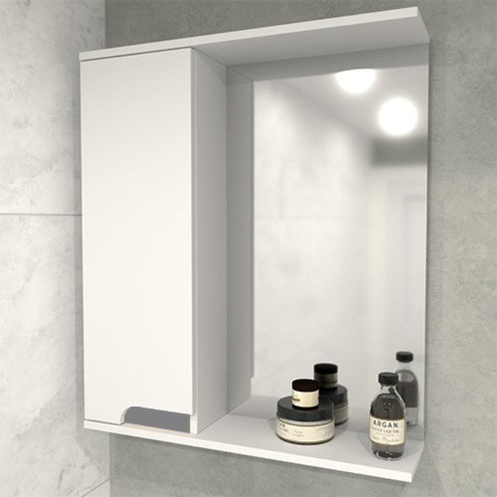 Шкаф-зеркало Леон 60, левый, цвет серый, 15 х 60 х 70