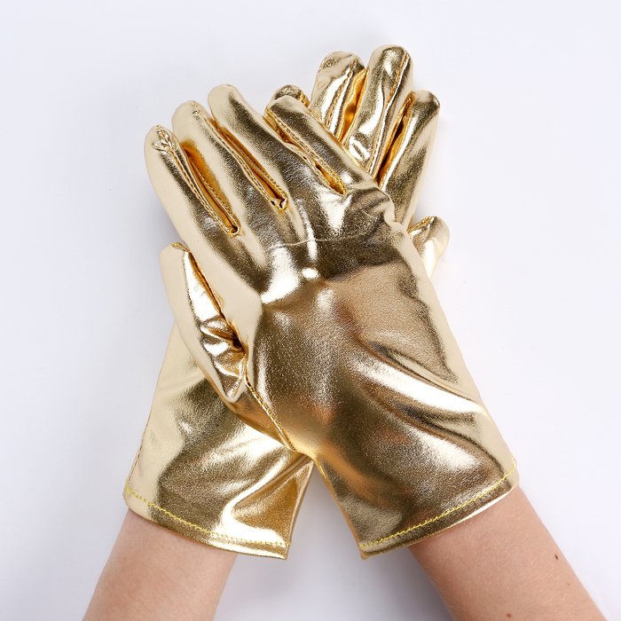 Карнавальнеый аксессуар- перчатки , цвет золото ,искусственная кожа