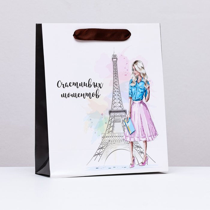 Пакет ламинированный вертикальный "Романтика Парижа", 21 х 25 х 8 см