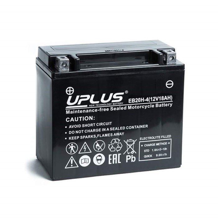 Аккумуляторная батарея UPLUS High Performance 18 Ач EB20H-4 (CT 1218, YTX20-BS), прямая полярность