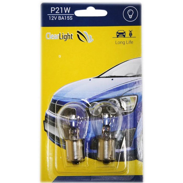 Лампа автомобильная, P21W/BA15S, Clearlight