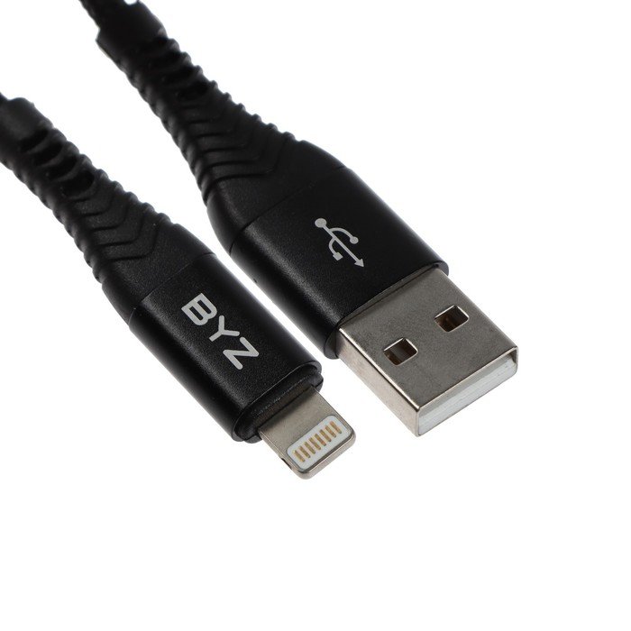 Кабель BYZ BC-029, Lightning - USB, 5 А, 1 м, нейлон, черный