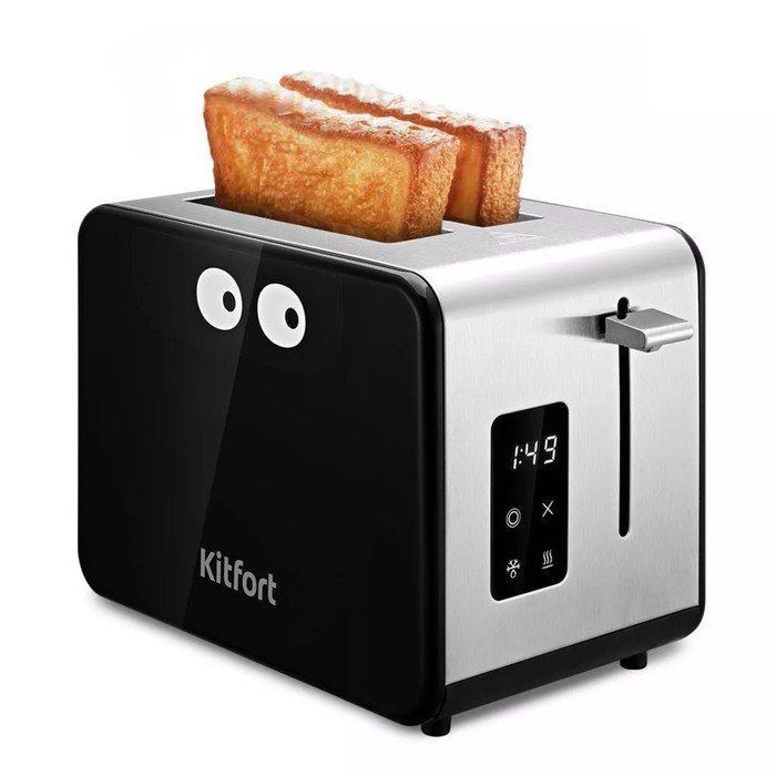 Тостер Kitfort КТ-4094, 870 Вт, 6 режимов прожарки, 2 тоста, серебристо-чёрный