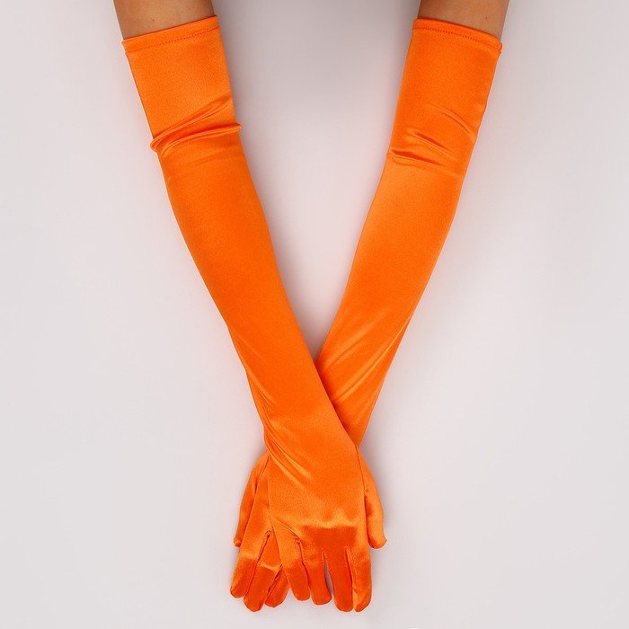 Карнавальный аксессуар - перчатки 55см, цвет оранжевый