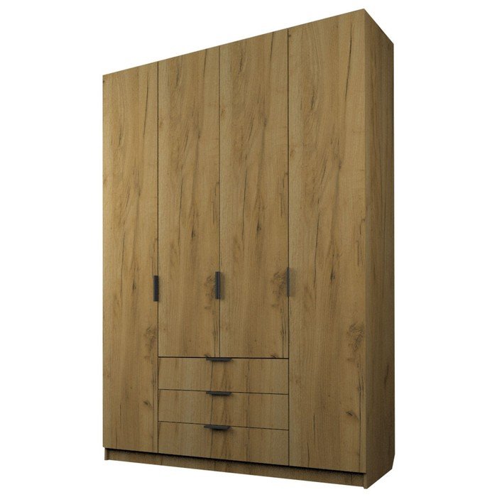 Шкаф 4-х дверный «Экон», 1600×520×2300 мм, 3 ящика, цвет дуб крафт золотой